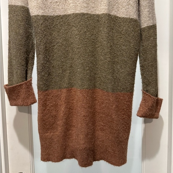 Rachel Zoe Colorblock Turtleneck Sweater Dress Size S | Cozy Fall Neutral Knit - Picture 5 of 12